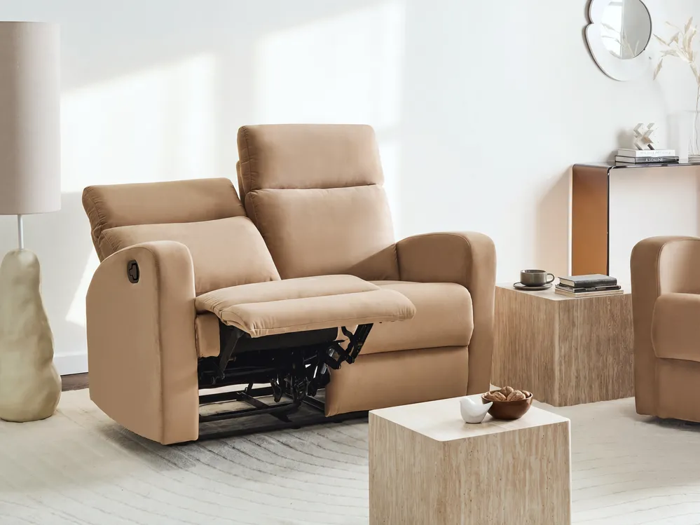 Sofa manuell verstellbar 2-Sitzer VERDAL Samtstoff Hellbraun_1081246