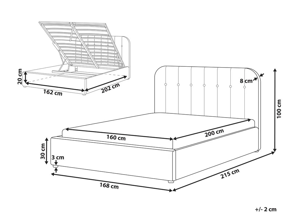 Ottoman Bed CHALLANS Chenille Taupe 160 x 200 cm (EU King Size)_1023087