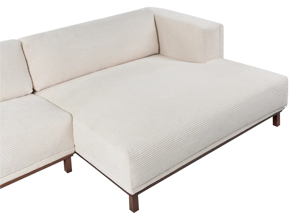 Corner Sofa 4 Seater VENG Corduroy Light Beige Left Hand_1006995