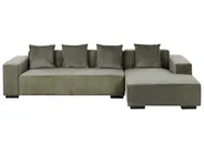 Ecksofa 4-Sitzer LUNGO mit Ottomane Cord Grün linksseitig_962283
