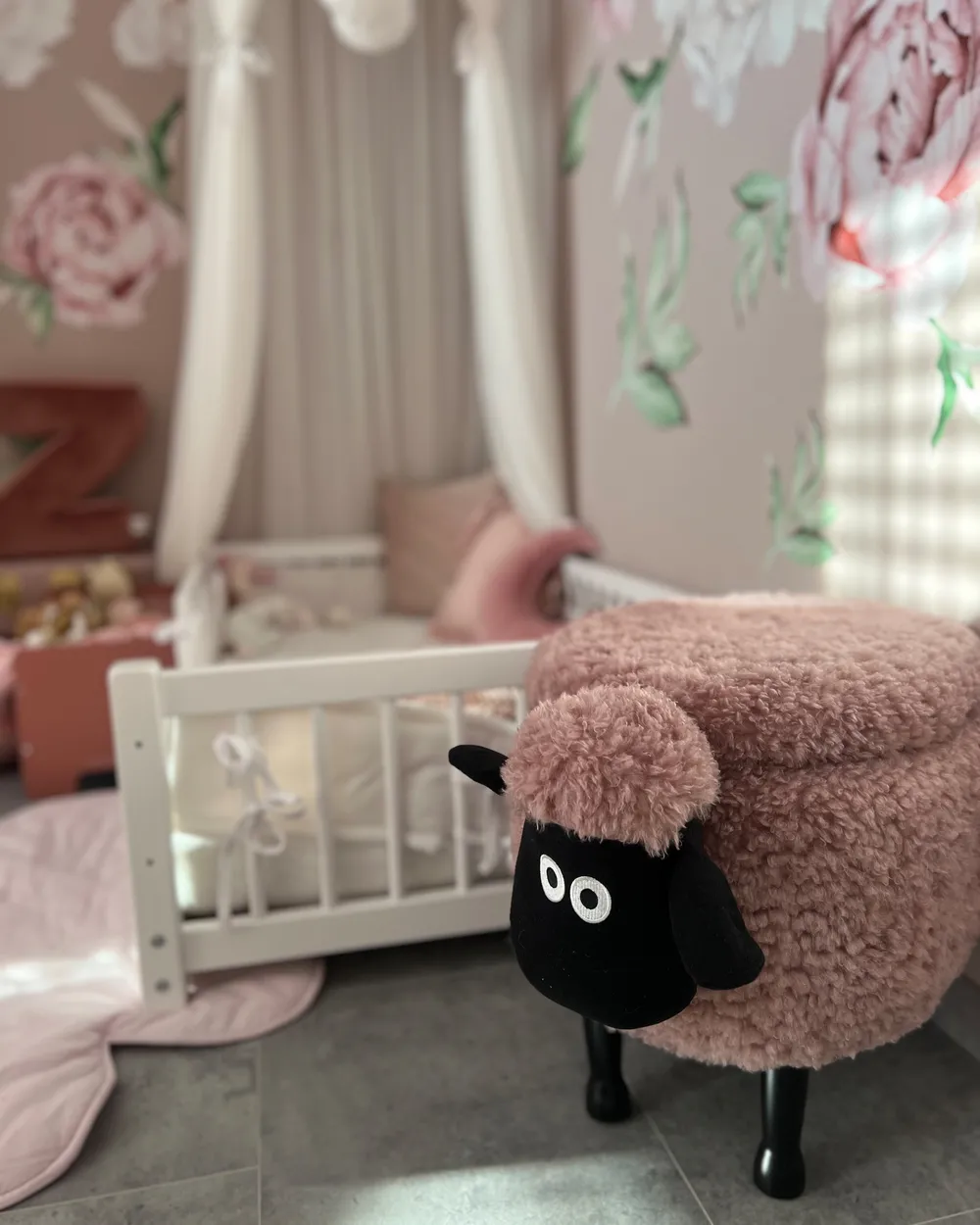 Tierhocker mit Stauraum SHEEP Schaf Stoff Rosa_905153