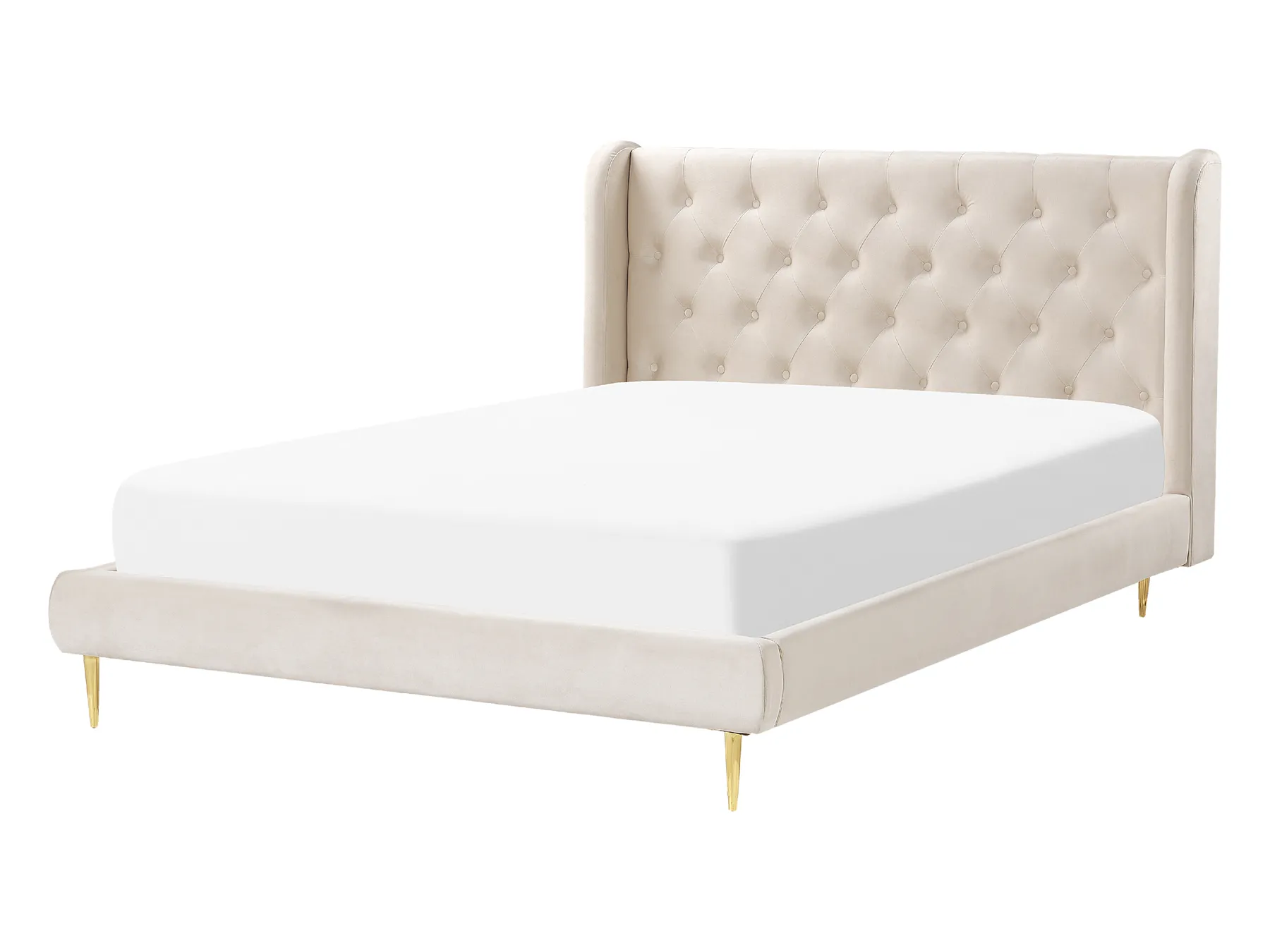 Bed Velvet FORBACH 140 x 200 cm (EU Double) Beige_843861