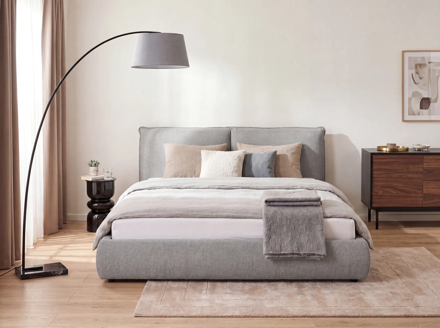 Bed Fabric VINAY 180 x 200 cm (EU Super King) Light Grey_970436