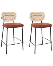 Set of 2 Bar Chairs MAYETTA Rattan Orange_931904
