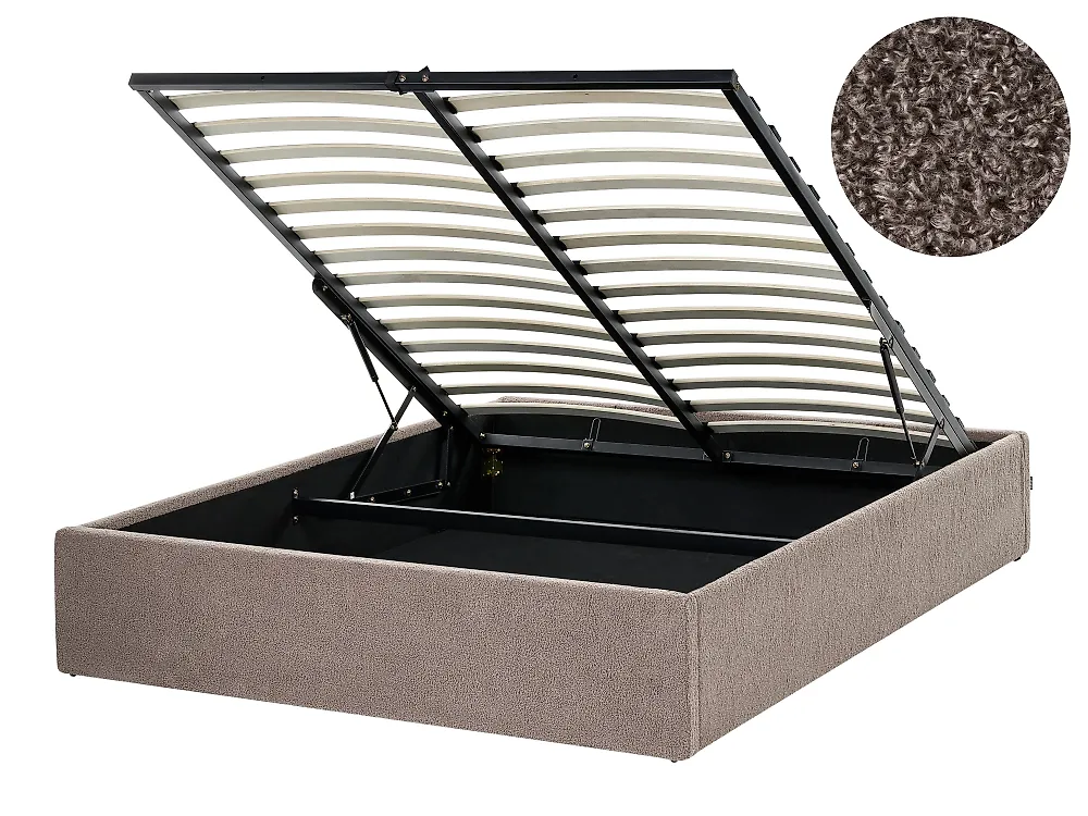 Ottoman Bed without Headboard DINAN Boucle Taupe 120 x 200 cm (EU Small Double)_1188223