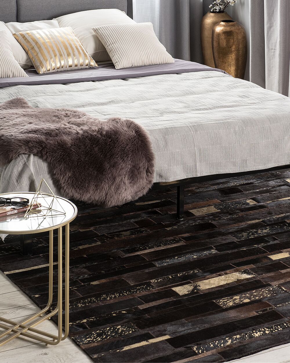 Rug ARTVIN Brown 200 x 200 cm Leather
