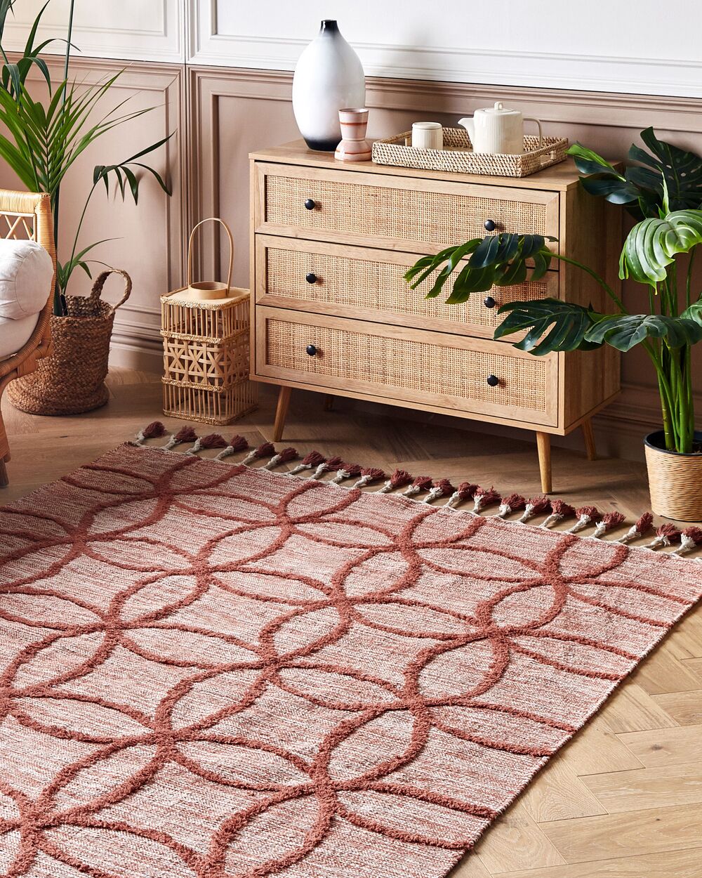 Vloerkleed KIRSEHIR Rood 140 x 200 cm Katoen