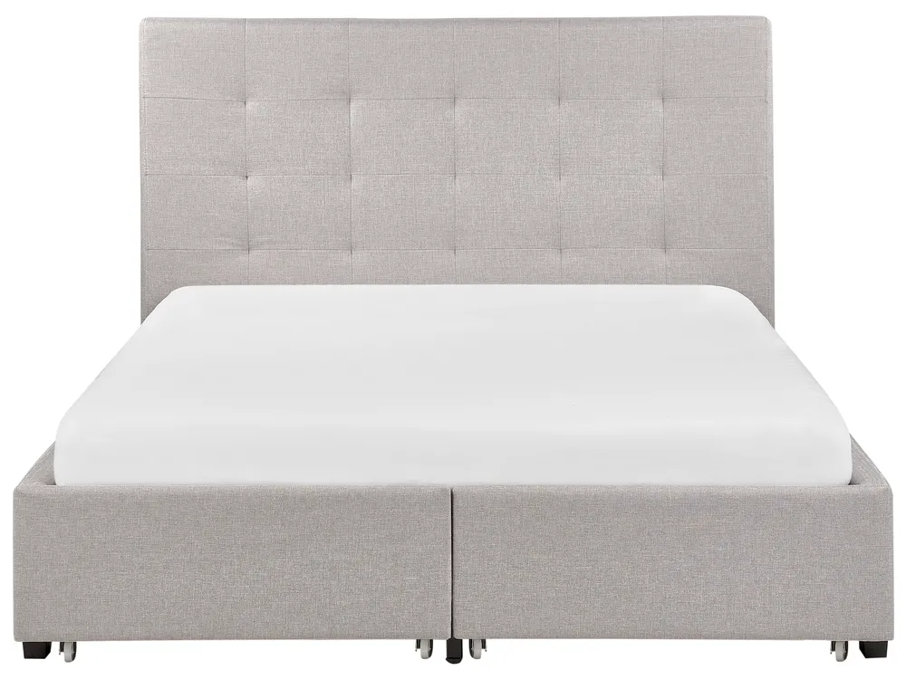 Bett mit Schubladen LA ROCHELLE Stoff Hellgrau 140 x 200 cm_744804