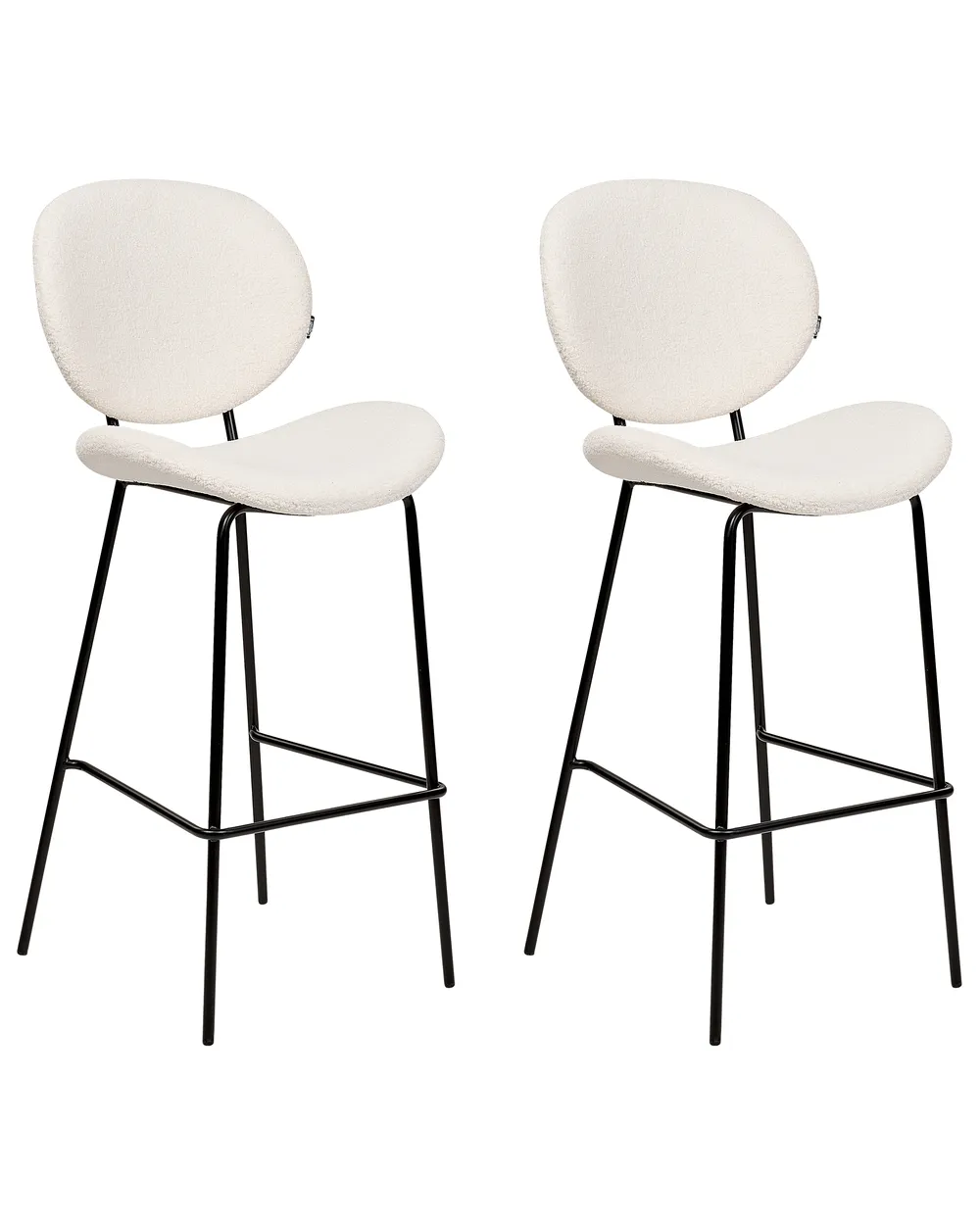 Set of 2 Bar Chairs LUANA Boucle White_916233