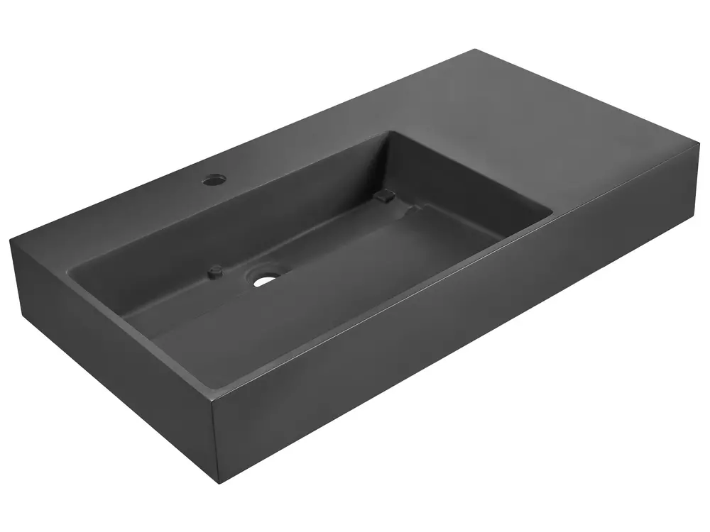 Hängewaschbecken CUSCO 90 x 48 cm Mineralguss Schwarz_981457