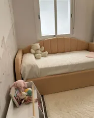 Ausziehbett Bouclé EYBURIE 90 x 200 cm Pfirsichrosa_942663