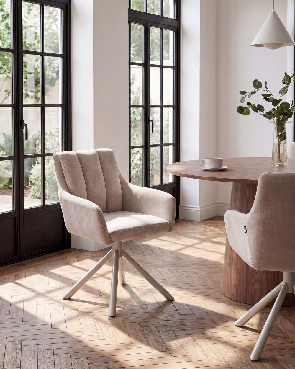 Set of 2 Dining Chairs SARDOAL Fabric Beige