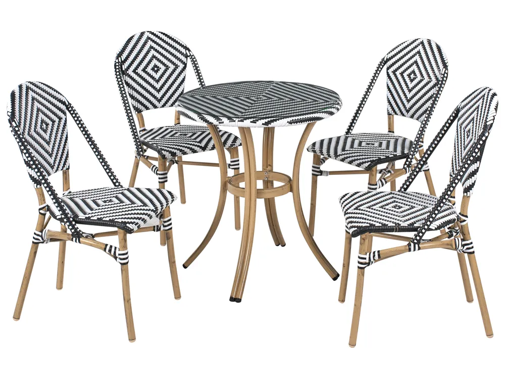 Gartenmöbel Set 4-Sitzer RIFREDDO Polyrattan Schwarz / Weiß