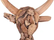 Wall Figurine Bull BULL HEAD Teak Wood 34 cm Brown_758683