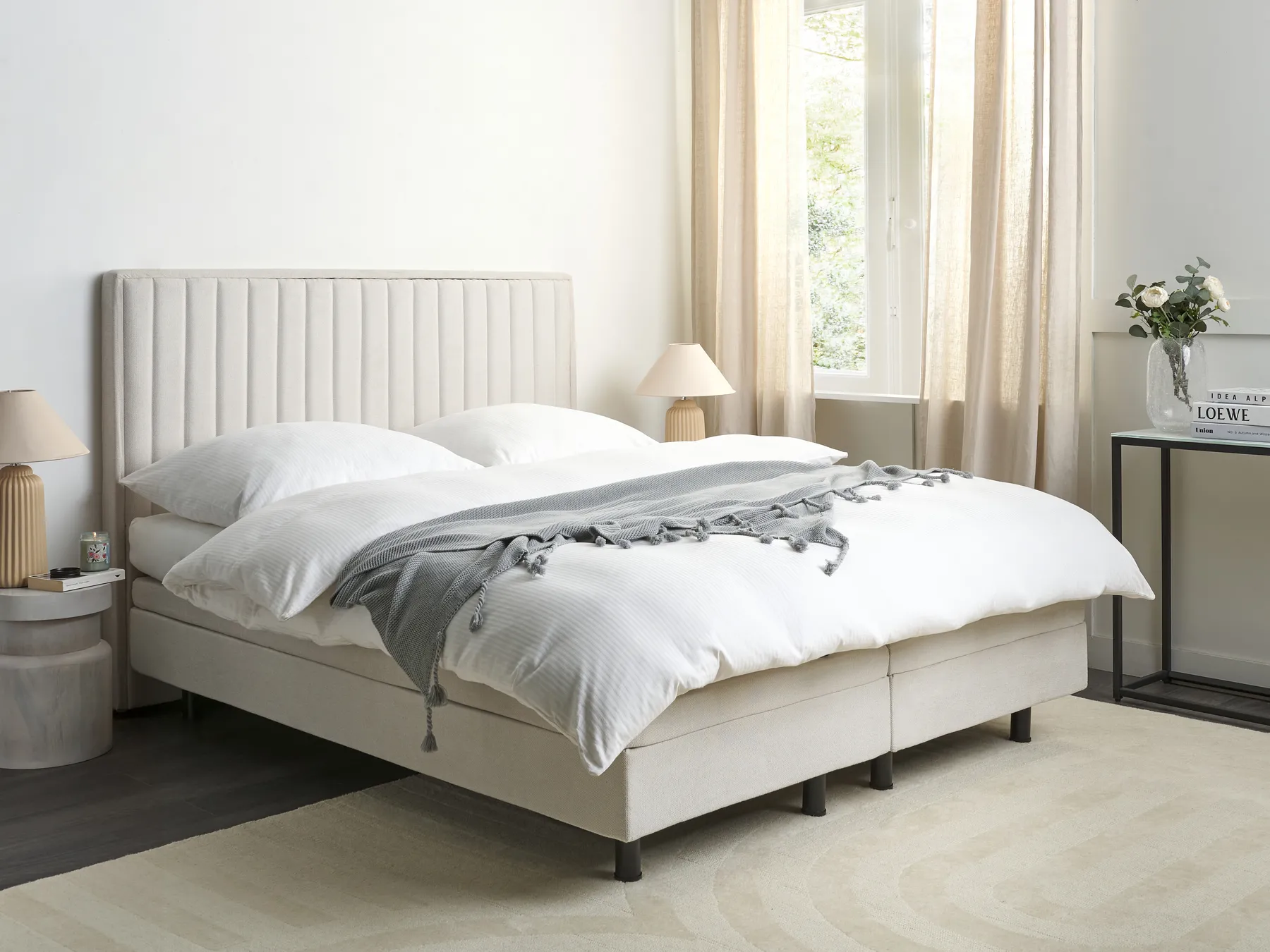 Bett verstellbar Stoff DUKE II 160 x 200 cm Hellbeige_910543