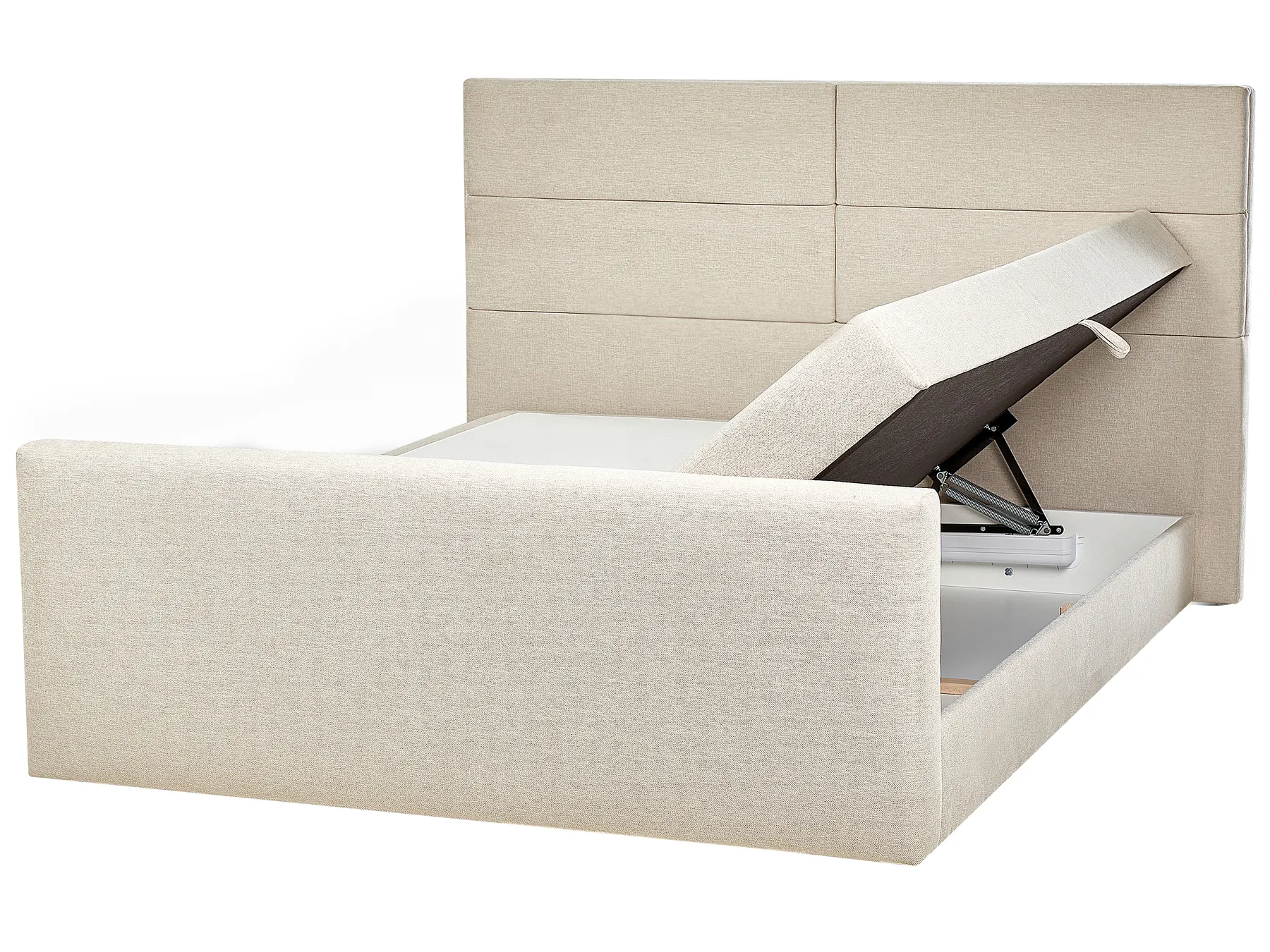 Divan Bed with Storage ARISTOCRAT Fabric Light Beige 180 x 200 cm (EU Super King)_873770