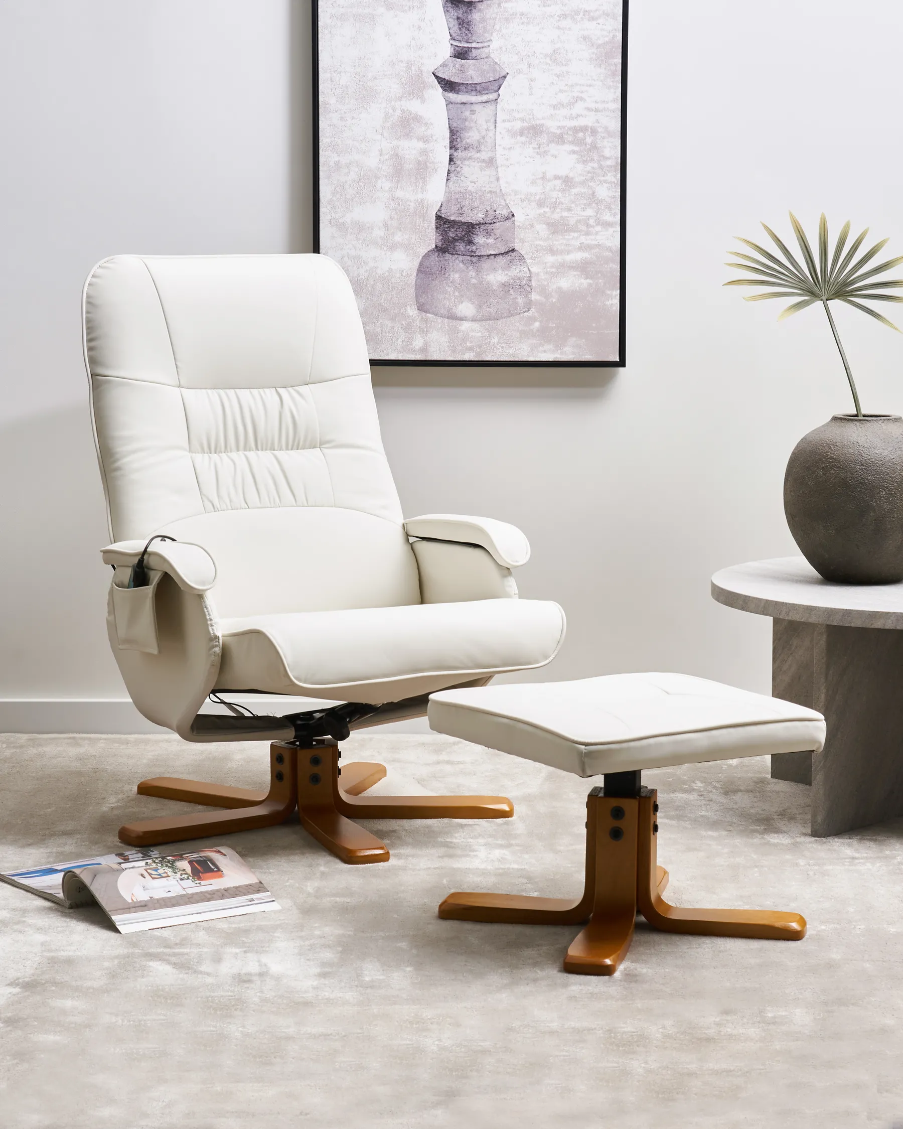 Massagestuhl RELAXPRO mit Fußstütze Kunstleder Cremeweiß_710660