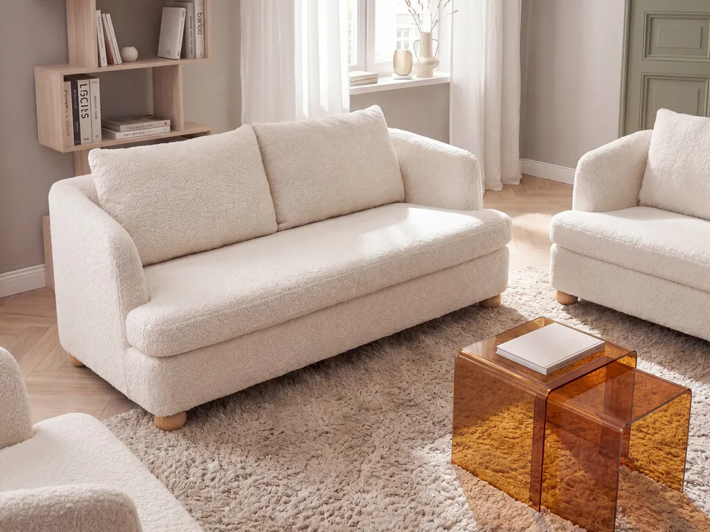 Sofa 3-Sitzer RATTVIK Bouclé Cremeweiß