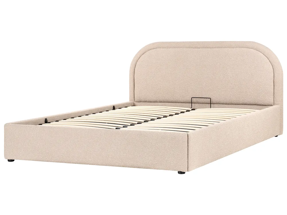 Ottoman Bed QUILLIEN Boucle Beige 160 x 200 cm (EU King Size)_989901