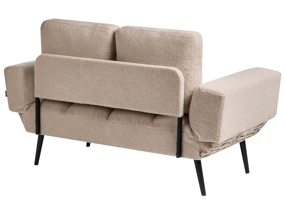Sofa Bed 2 Seater BREKKE Boucle Beige_1068034