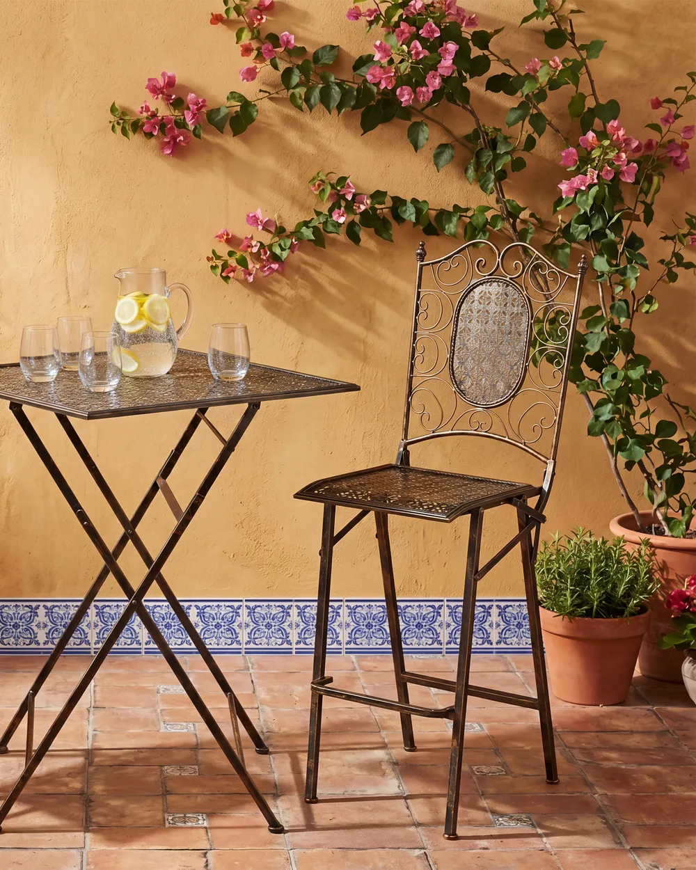 Garten-Barhocker 2er Set BORMIO klappbar Metall Schwarz