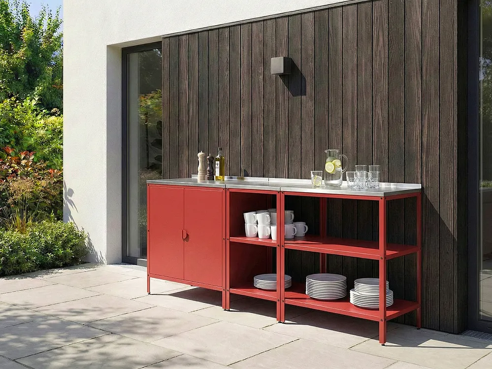 Outdoor-Küche 3er Set VILAMA Rot Metall