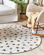 Teppich AFIS Beige ø 140 cm Baumwolle_1185899