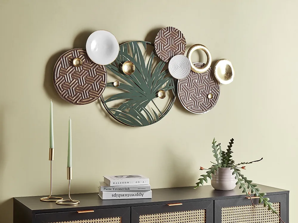 Wall Decor Leaf KRYPTON 58 cm Metal Multicolour_1183901