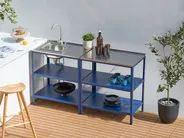 Outdoor-Küche 2er Set mit Spüle VILAMA Blau_974595