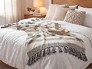 Blanket CAYIR Cotton 130 x 170 cm Beige_1180258
