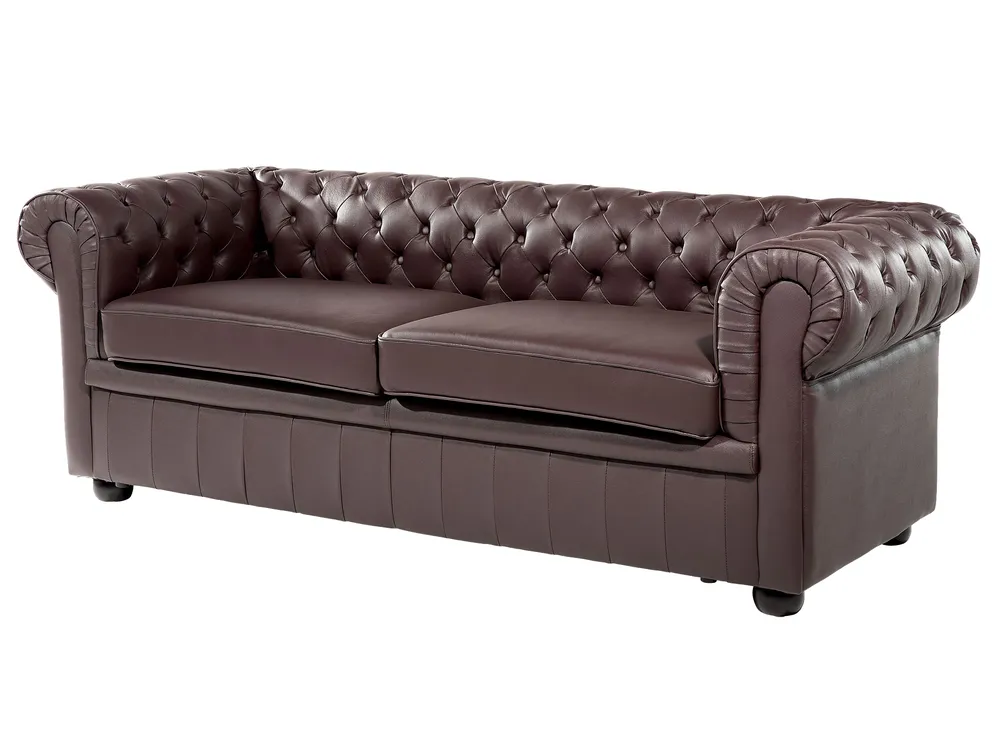 Living Room Set 4 Seater CHESTERFIELD Leather Brown_769450