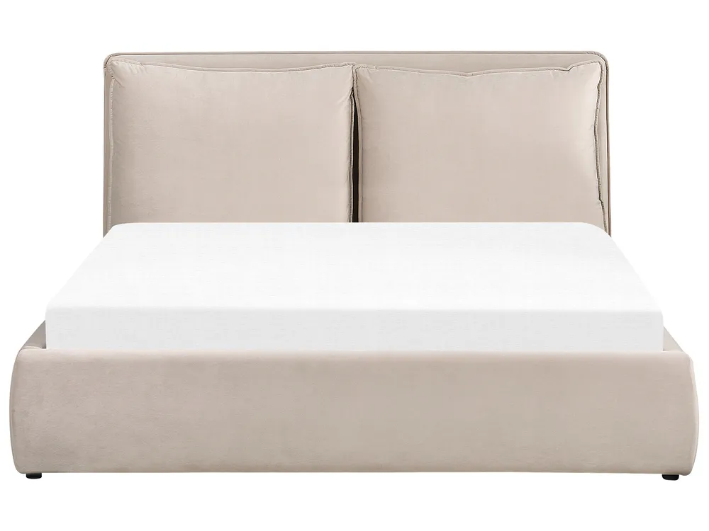 Bett mit Stauraum BAJONNA Samtstoff Beige 160 x 200 cm_871267