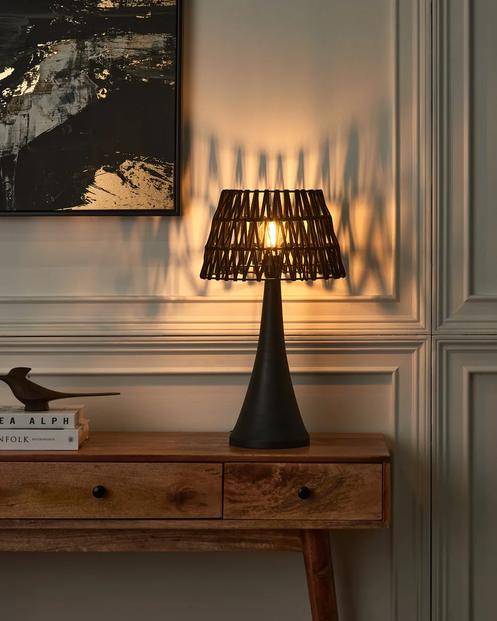 Tischlampe PELLEJAS Mangoholz Schwarz