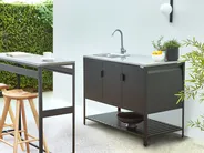 Outdoor-Küche 2er Set mit Spüle MAENZA Schwarz Metall_981439