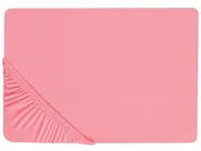 Spannbettlaken JANBU 90 x 200 cm Baumwolle Korallenrot_845430
