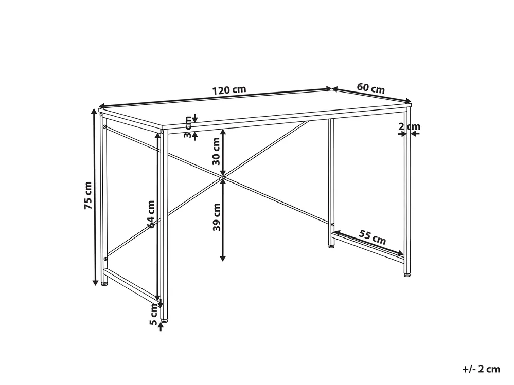 Schreibtisch ANDASTE 120 cm 60 cm Hellbraun / Weiß_1044261