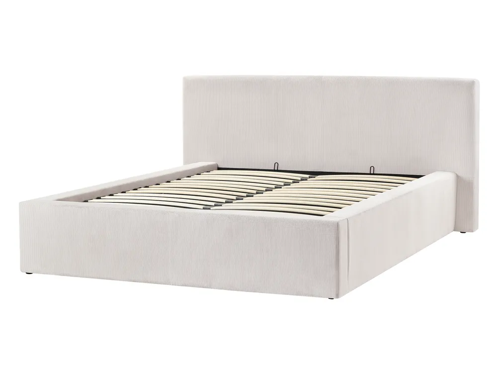 Bett mit Stauraum LILLEBONNE Cord Hellbeige 140 x 200 cm_993997