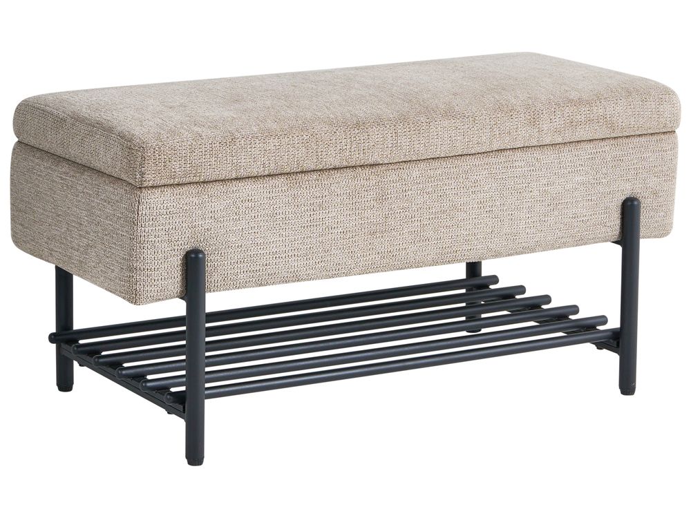 Banc à chaussures SOLVANG Tissu Taupe avec rangement