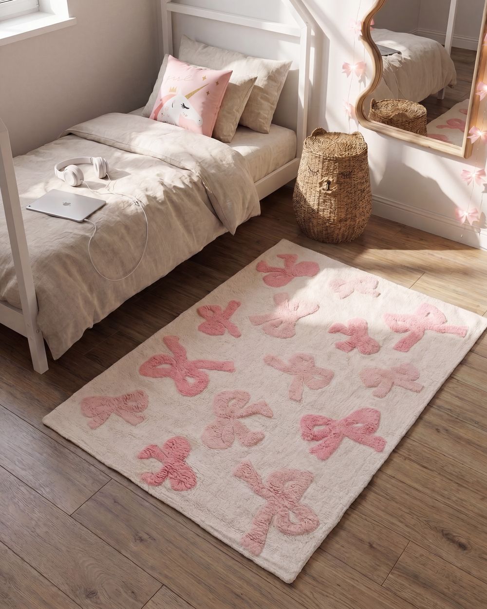 Kindervloerkleed FITA Roze 90 x 130 cm Katoen