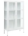 Vitrine mit Glastüren NASH 90 cm Metall Weiß