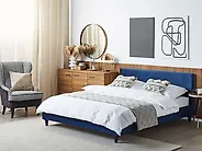Bettrahmenbezug Samtstoff FITOU 160 x 200 cm Dunkelblau_1176373
