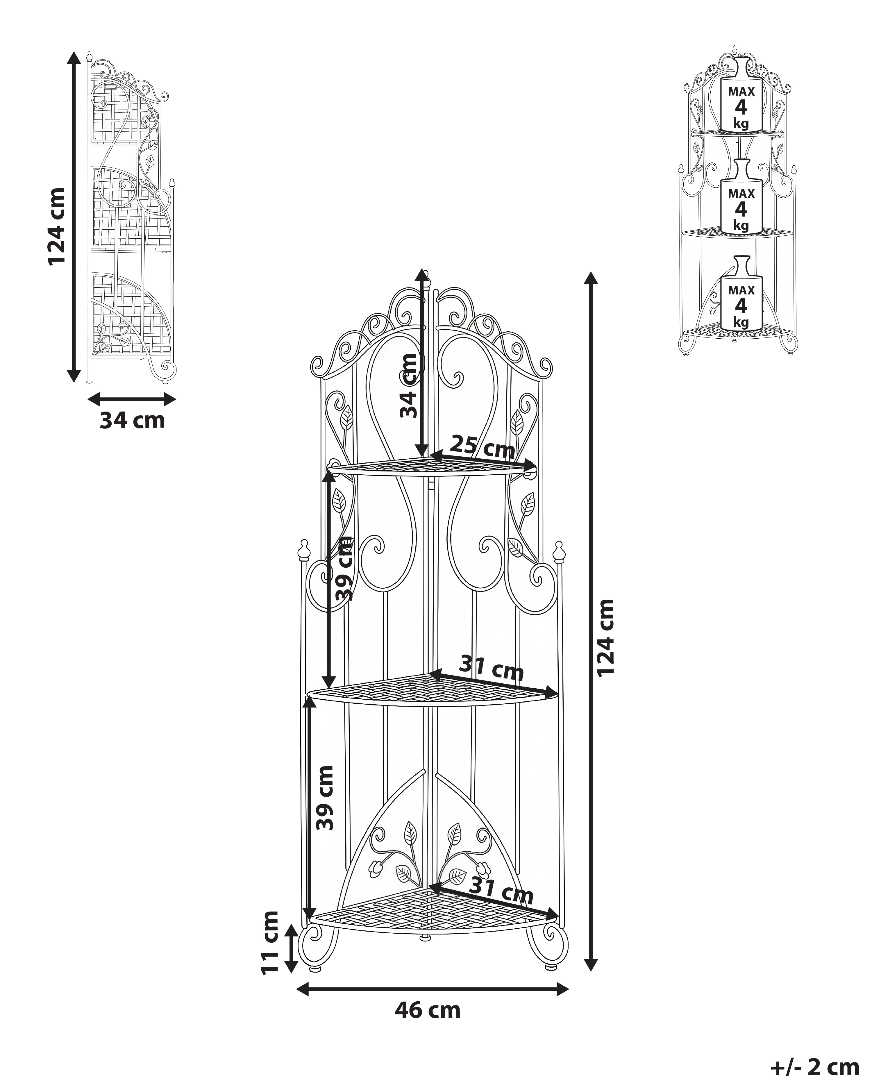 Regal mit 3 Ebenen TEQUENDAMA klappbar Metall Weiß_1062935