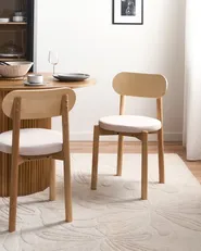Esszimmerstuhl 2er Set PAULINA Holz Hellbraun / Hellbeige_1070671