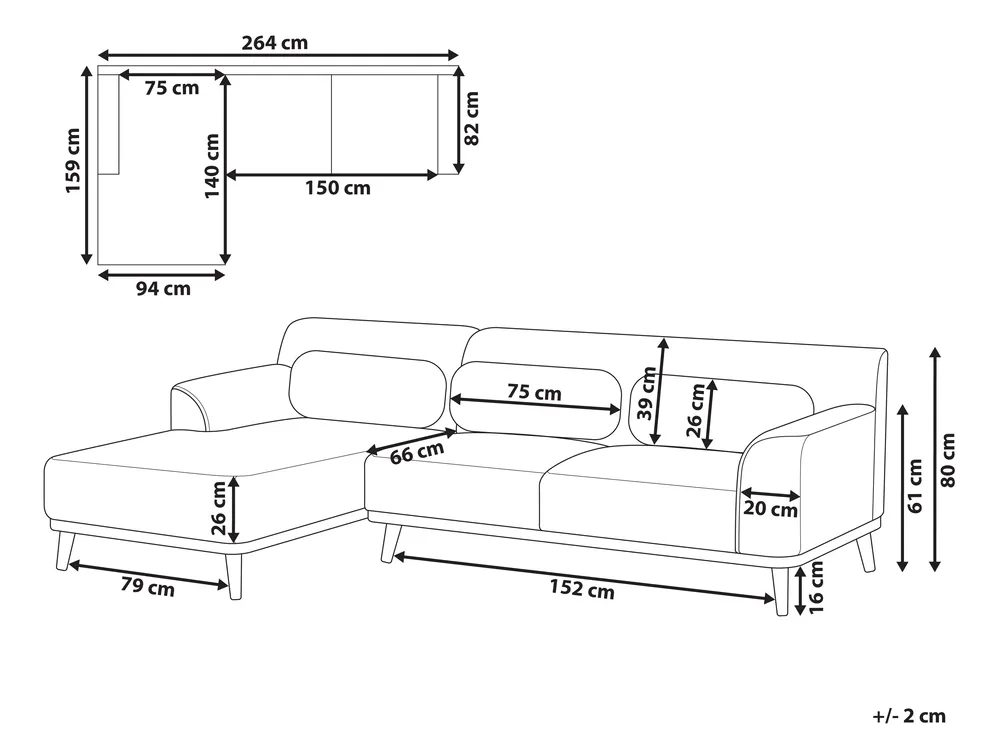 Ecksofa 3-Sitzer SIMOS Cord Dunkelgrün rechtsseitig_896930