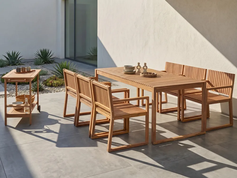 Gartenmöbel Set mit Servierwagen 6-Sitzer SASSARI II zertifiziertes Akazienholz Hellbraun