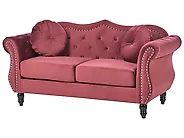Sofa 2 Seater SKIEN II Velvet Dark Red_1171134