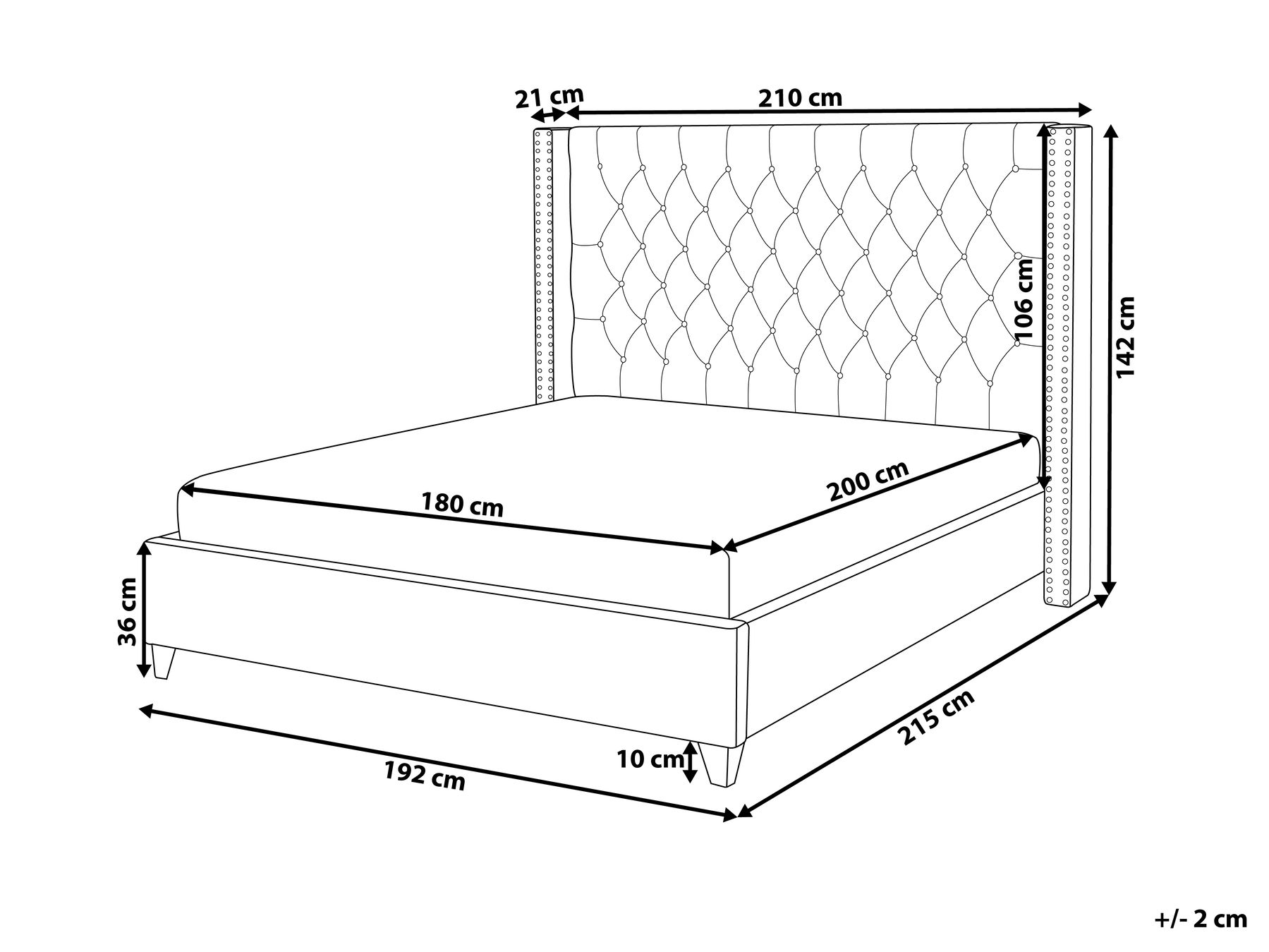 Bett mit Lattenrost Samtstoff LUBBON 180 x 200 cm Beige_734223