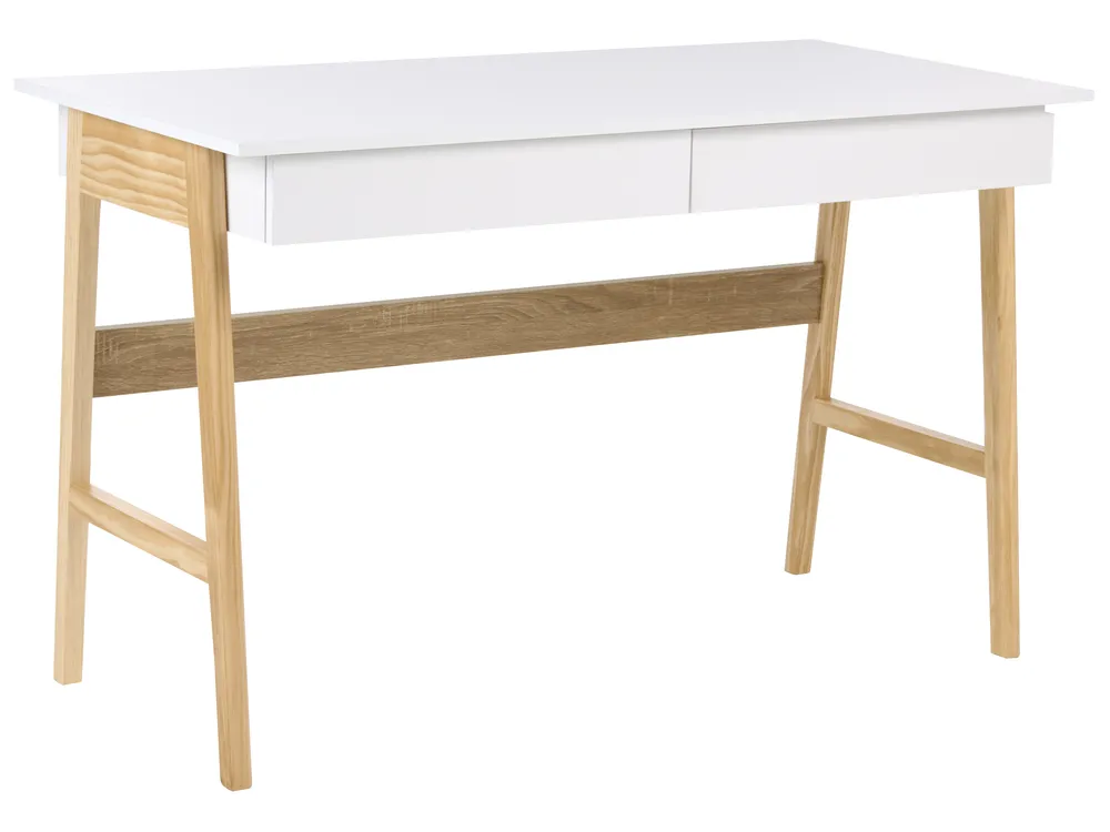 Schreibtisch THESLAY 120 cm 60 cm Hellbraun / Weiß