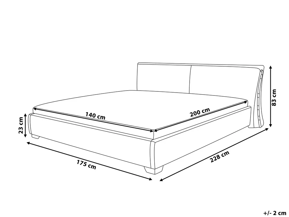 Waterbed Fabric PARIS 140 x 200 cm (EU Double) Grey_757317