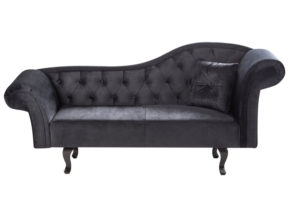 Right-Hand Chaise Longue LATTES II with Cushion Velvet Black